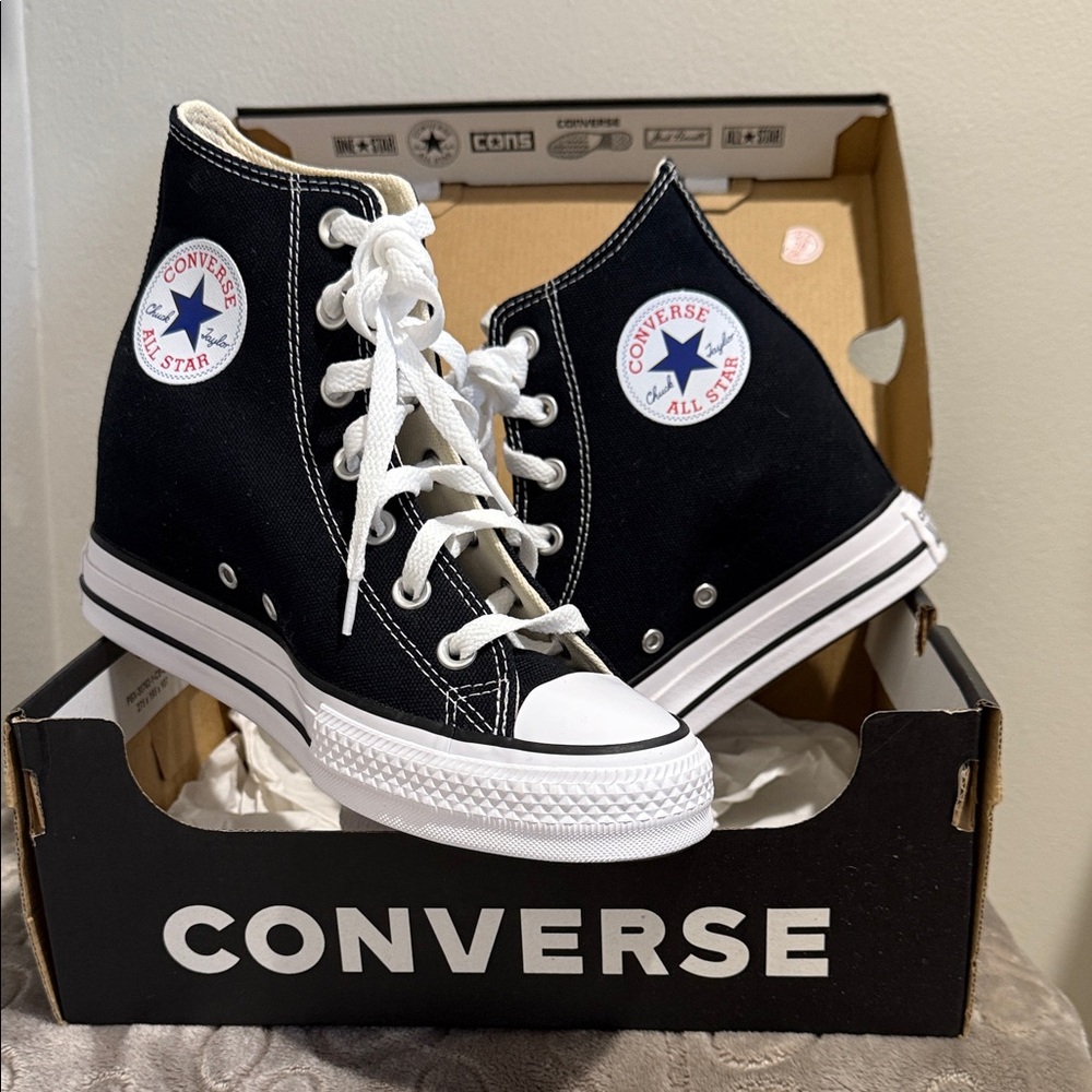NEW Converse Hidden Wedge ALL STAR CHUCK TAYLOR Black sneakers